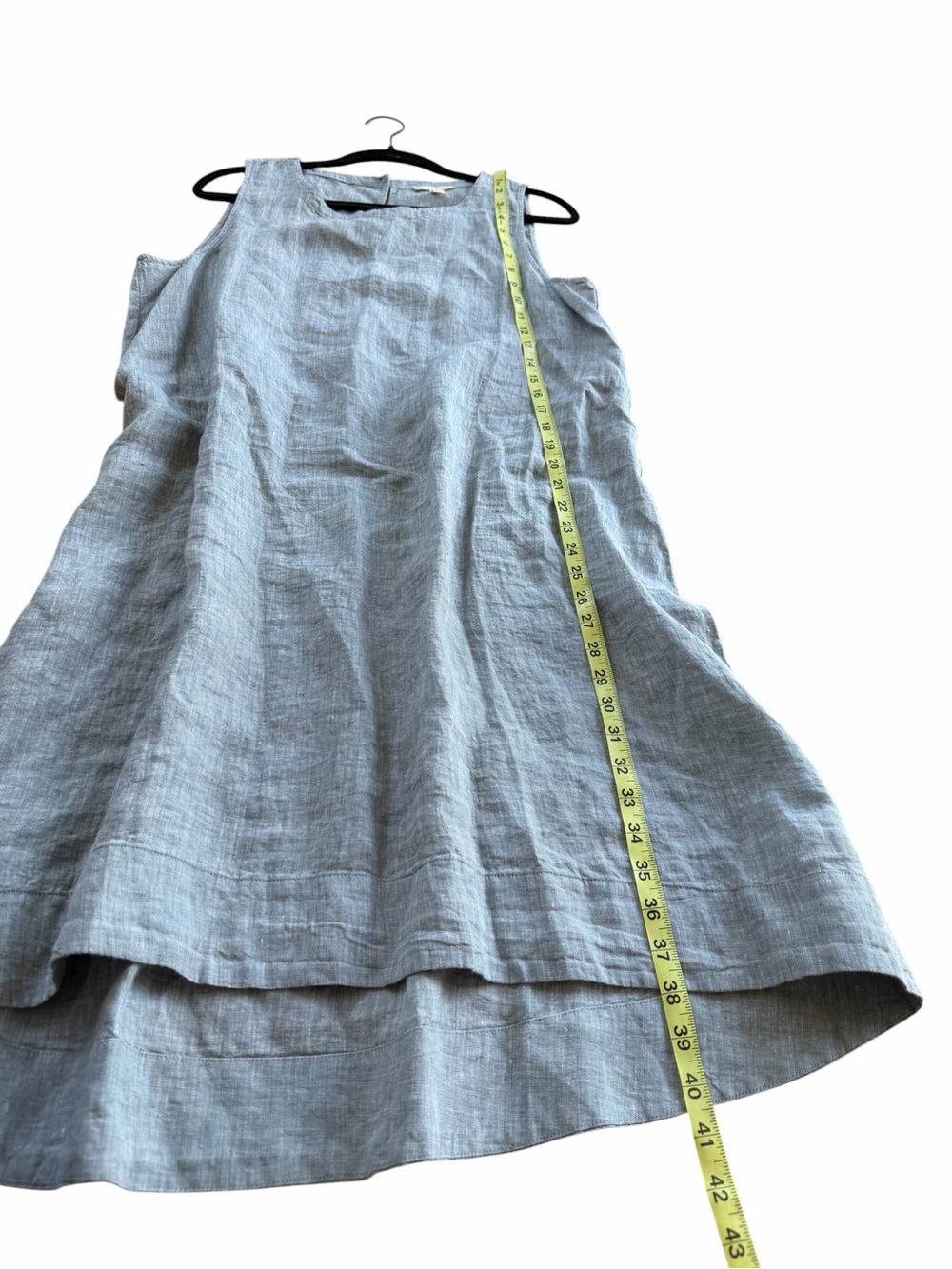 Eileen Fisher Sleeveless Linen Tank Dress in Chambray Blue Grey - Picture 9 of 9